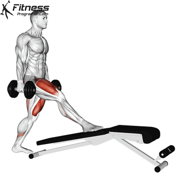 Decline Bench Dumbbell Lunge